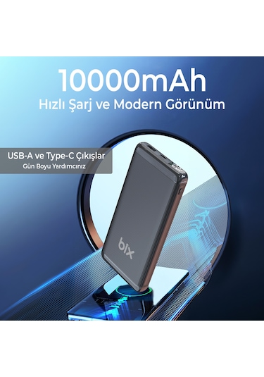 Bix Bxpb107 10000mah 20w Pd Type-c Usb Scp 22.5w Powerbank Siyah