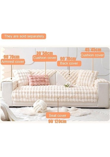 Novahub Beyaz Kalın Tavşan Peluş Kanepe 45x45cm, Yastıksız, Jms Mağaza Exclusive/ Diğer