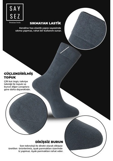 Bambu Erkek Soket Uzun Füme Çorap Dikişsiz Premium Paket 3'lü Füme