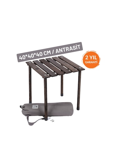 Bag The joy Mini Ahşap Katlanır Rulo Kamp ve Piknik Masası Antrasit