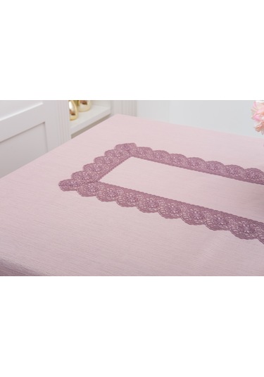 Finezza Jena Lüx Dantelli Simli Keten Kumaş Pudra Masa Örtüsü  160x220 cm-1471