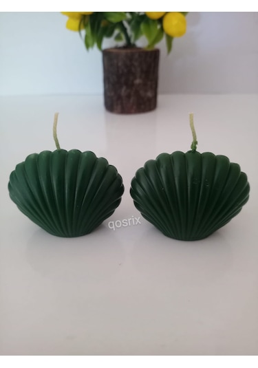 2'li Yeşil Mini İstiridye Deniz Kabuğu 1. Kalite Doğal Kokulu Mum