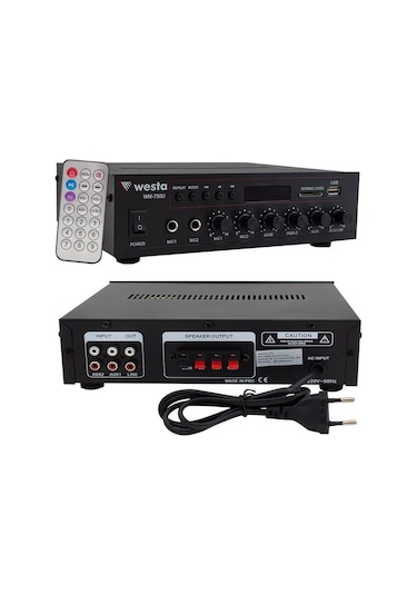 Westa Wm-750u 80 Watt 100v-70v Mini 4-16 Ohm Usb-sd-bluetooth 2 Mikrofon Girişli Trafolu Anfi