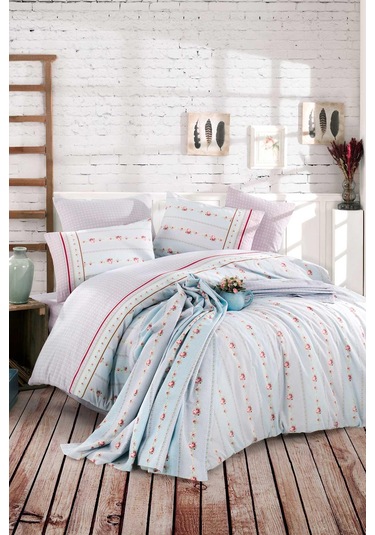 Cotton Life Tek Kişilik Pike Takımı - Amie Mavi