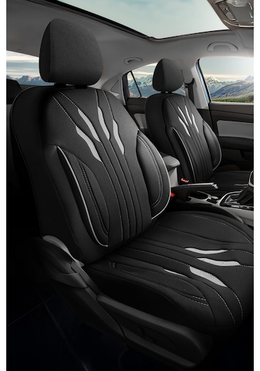 Siyah - Gri Buttı Talos Serisi Premium Oto Koltuk Kılıfı Ortopedik Destekli, Ön Arka Tam Set, Aırbag Uyumlu