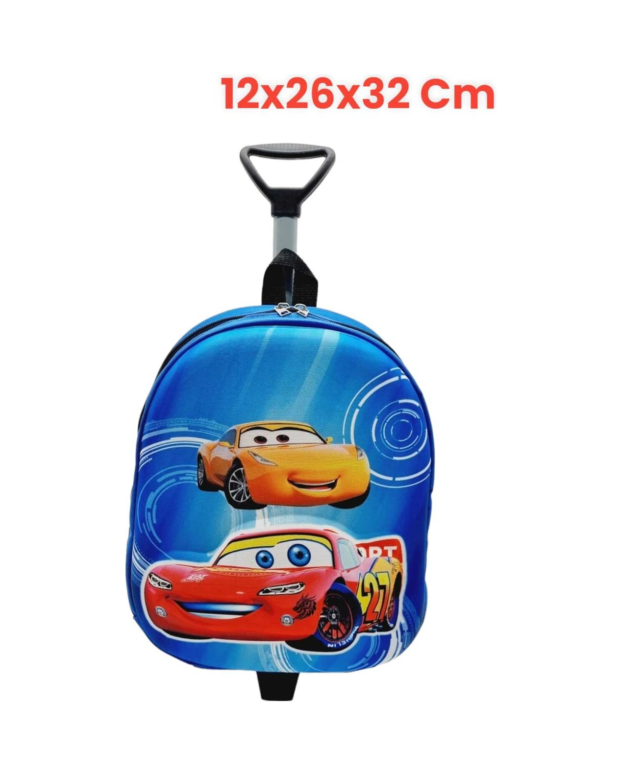 Tezzgelsin Anaokulu Kreş Şimşek Mcqueen 3d Kabartmalı Tekerli Ve Çekçekli Sırt Çantası Ve Okul Çantası Çok Renkli