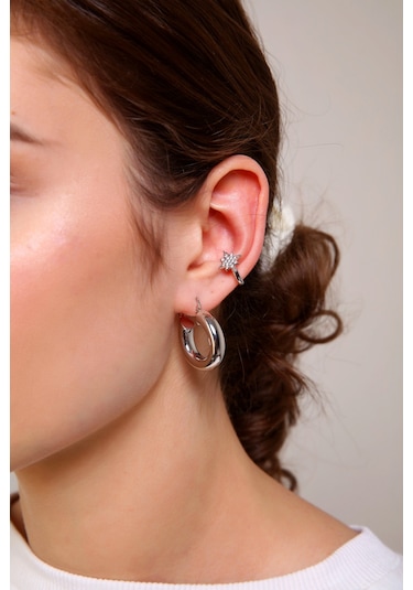 Kadın Gold Kuzey Yıldızı Earcuff ( TEKLİ ) Çok Renkli