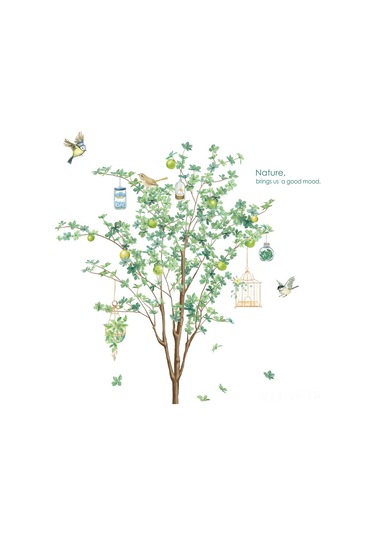 Yifomall Yeşil Büyük Ağaç Duvar Sticker, Kendine Yapışkan Su Geçirmez, Salon Odası Dekorasyonu, İçecek Yeşili, Kuzey Avrupa Stili, Zdb-2188 Diğer