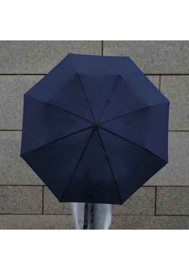 Biggdesign Moods Up Premium Ahşap Saplı Lacivert Otomatik Şemsiye, Rüzgara Dayanıklı, Hızlı Kuruyan Çok Renkli