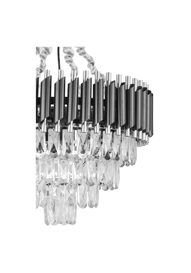 Palmira 55'lik Prizma Kesim Kristal Taşlı Lüks Avize - Siyah-krom Siyah-Krom