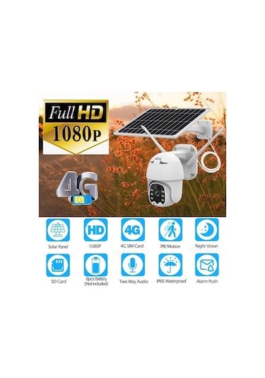 Sim Kartlı 4g Ptz 360 Hareketli Solar Güneş Enerjili 1080p Kamera Türkçe Program Son Sürüm