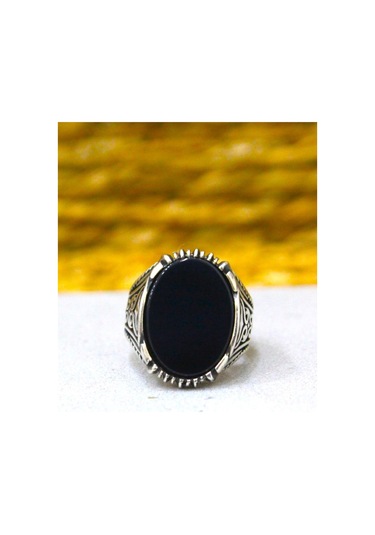 Oniks Taşlı Erkek Yüzük Gümüş
