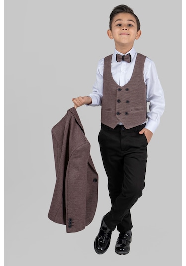 Mendil Damatlık Ceketli Yelekli Erkek Çocuk Takım MNK0487