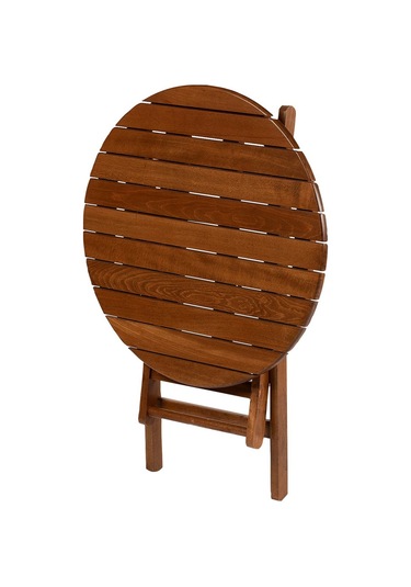 Heybeli Ahşap Bahçe Balkon Seti: 90lık Masa + 2 Minderli Sandalye Krem