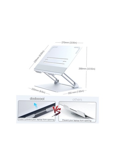 Pazly Dizüstü Bilgisayar Standı, Ergonomik Alüminyum, Isı Yönlendirici, 11-17 İnç Uyumlu