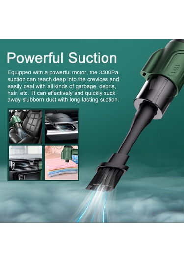 Shineyee Güçlü Emişli Katlanabilir Kablosuz El Tipi Araç Ve Ev Temizleme Cihazı, Yeşil 1300mah Pil