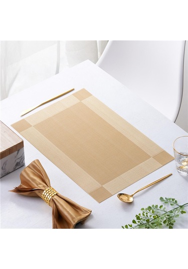 Suntek Mutfak Yemeği Otel Için Placemat Yıkanabilir Altın
