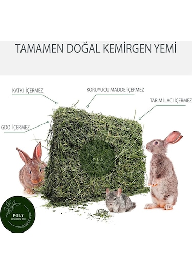 Poly Kemirgen Doğal Kuru Yonca Kemirgen Otu-tavşan-ginepig-hamster 500 Gr
