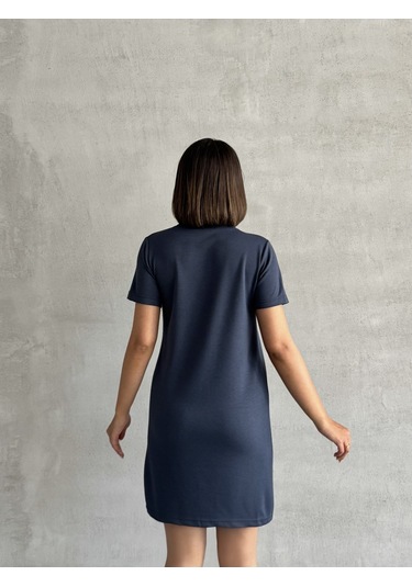 Kadın Bisiklet Yaka Soft Touch Elbise Antrasit