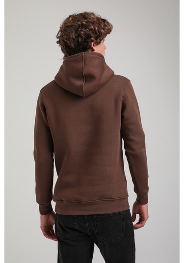 Kapüşonlu Kahverengi Slim Fit Hoodie 23fwm64069 Kahverengi