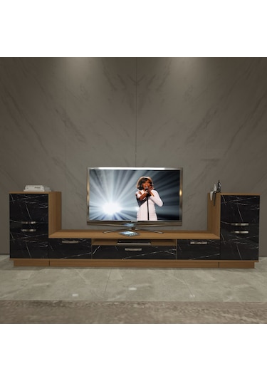Decoraktiv Trendstyle On2 Mdf Tv Ünitesi Tv Sehpası Ceviz - Siyah Mermer