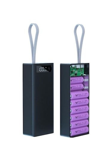 Tongxida Boğazköprü Dıy Lcd Ekran Powerbank Kutusu 16x18650 Pil Siyah Siyah