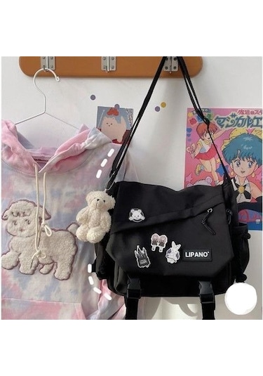 Beyaz Kore Omuz Çantası Japon Retro Messenger Çanta Öğrenci Messenger Çanta Beyaz