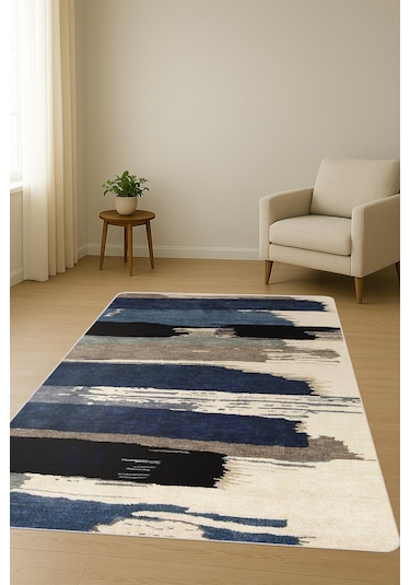 Modern Desenli Dijital Baskı Kaymaz Taban Halı H0942 Renkli