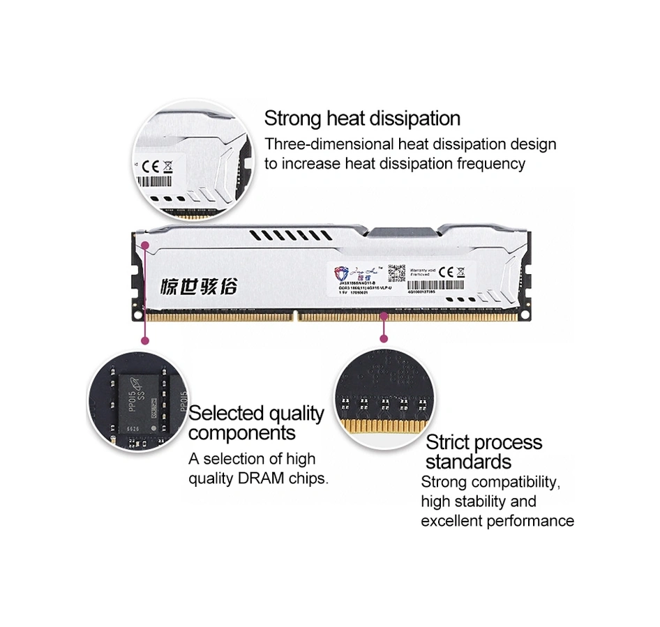 Sones Jinghai Masaüstü Bilgisayarlar İçin 1.25v Ddr4 2400mhz 4gb Bellek Ram Modülü