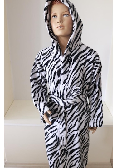 Çocuk Bornozu Genç Bornozu Baskılı Bukle Kapşonlu Bornoz