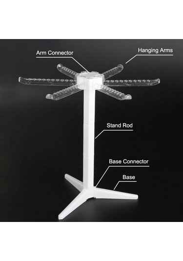 Yuntech01 Ev İçi Makarna Kurutma Rakası, 6 Kaymazsız Kollü, Kompakt Tasarım, Yemek Güvenli Malzeme, Beyaz Diğer