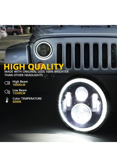 Hallow Aumotop 7" Araba Motosiklet Led Far Drl - Dönüş Sinyali - Düşük Beyaz Ve Kehribar 1 Adet