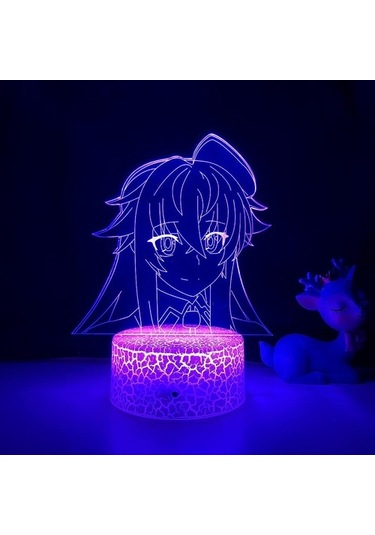 Goldenqian Lise Dxd Anime Led Işık Ev Dekorasyon Için Doğum Günü Hediyesi Manga 3d Gece Lambası Lise Dxd Dxokkv Siyah