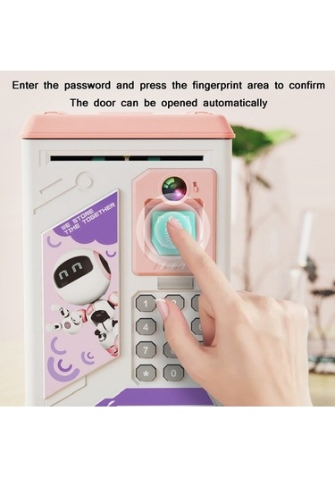 Tongxida Çocuk Karikatür İnsan Yüzü Parmak İzi Müzik Çin İngiliz Anahtarı Kumbara, Pil Pembe