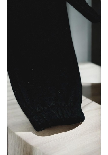 Fun Paçası Lastikli Kışlık Çocuk Eşofman Alt Siyah