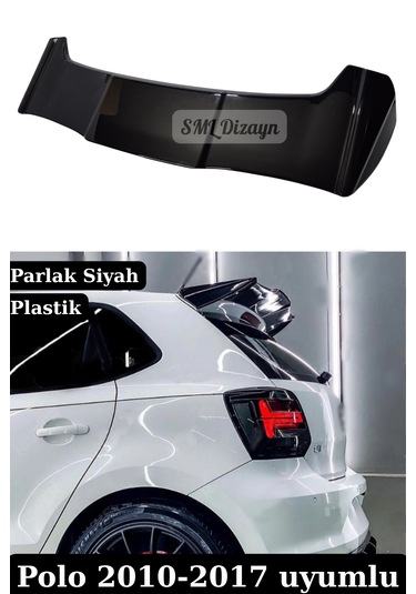 Volskwagen Polo Yarasa Spoiler Spoyler Kanat 2010-2017 Parlak Siyah Plastik