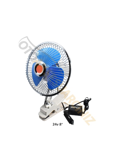 Araç Içi Mandallı 24V 8" Inc Oto Vantilatör Çakmaklık Tan Çalışan