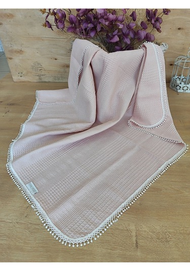 Bebek Battaniyesi Bebek Örtüsü Puset Örtüsü Çok Amaçlı Bebek Pikesi Mevsimlik Hediyelik 80x90 Cm Pudra