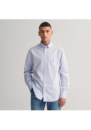 Gant Erkek Mavi Regular Fit Logolu Gömlek-14903 455-mavi