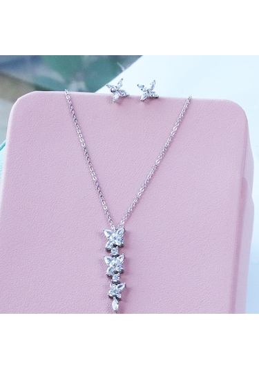 Çiçek Modeli Gümüş Set Gümüş