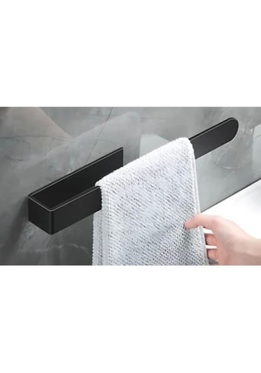 Dione Store Mat Siyah Lüx Tasarım Havlu Askısı Kendinden Yapışkanlı Siyah