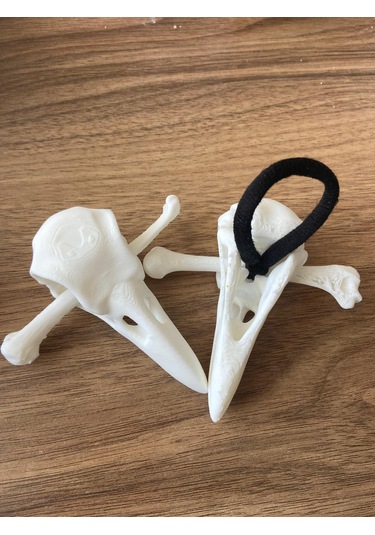 Gotik Stil Karga Kafası Saç Tokası, Kemik Detaylı