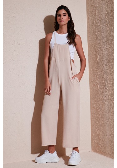 Lela Relaxed Fit Ayarlanabilir Ip Askılı Bahçıvan Bayan Tulum 66970192S4 Taş