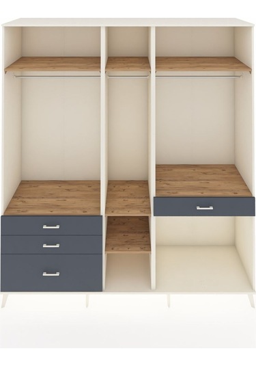 Kronos Dolap 7 Raflı 4 Çekmeceli 3 Askılı 220x59x243 Aytaşı-çam/antrasit Atlas Çam/antrasıt