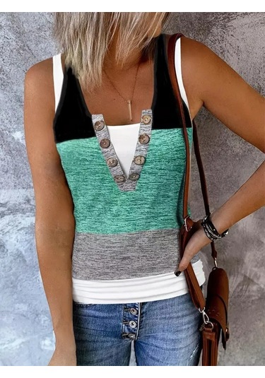 Kadın V Yakalı Önden Düğmeli Viskon Bluz Yeşil