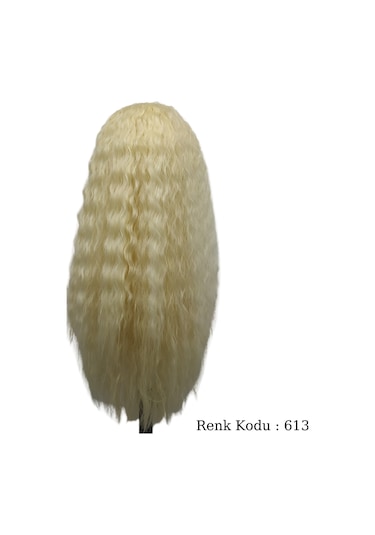 Peruk Ankara Fiber Sentetik Afro Su Dalgası Peruk Açık Platin No-613