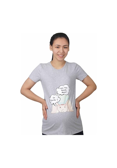 Mummy's Baby Hamile Tişört Are You Gri 7747