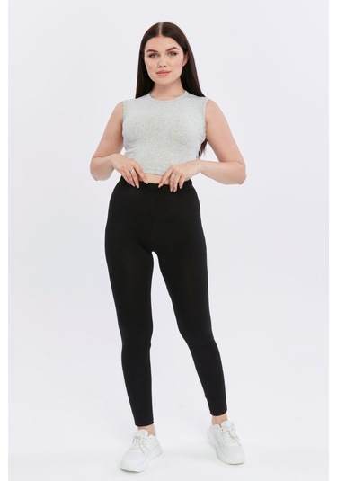 Bella Dossi Rahat Kaşkorse Kolsuz Sıfır Yaka Kadın Crop Top Gri