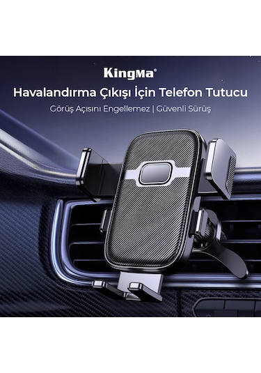 Kingma Metal Kancalı Havalandırma Destekli Araç İçi Telefon Tutucu -