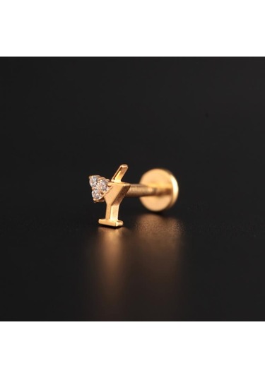 Yüksek Kalite G23 Titanyum Zirkon Taşlı Kokteyl Kıkırdak Helix Tragus Titanium Piercing Altın